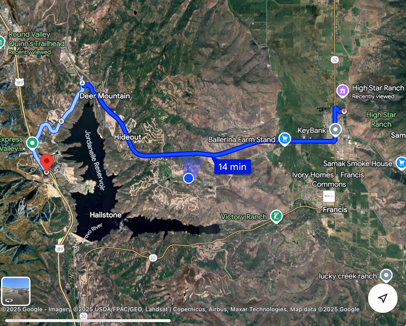 Map showing proximity to Deer Valley East Village